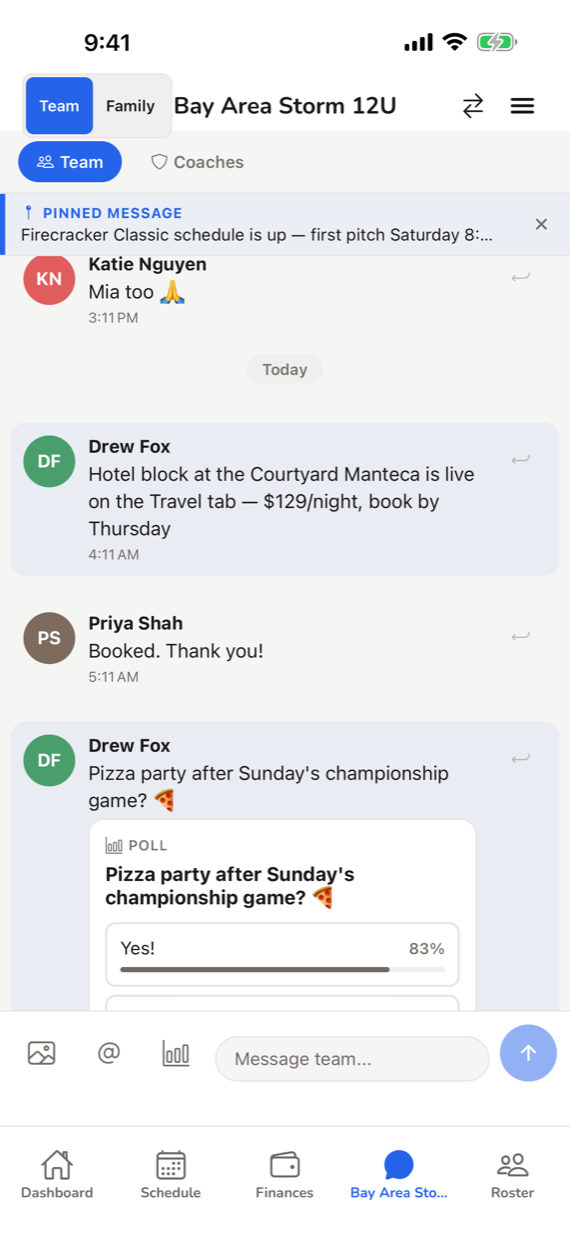 Team Chat screen